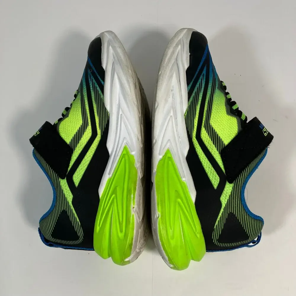Skechers Little Boys 12 S Lights Flex-Glow Ultra Sneakers Black Lime Green Blue